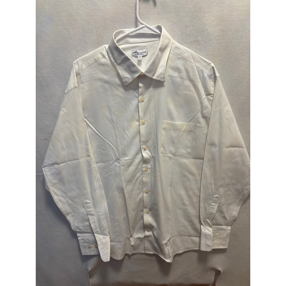 PETER MILLAR Summer Comfort White Button Up Shirt XL Made in Vietnam